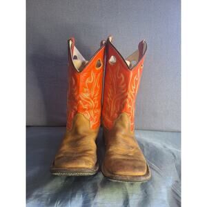 Old West BSY1811 Boys Youth 4 D Square Toe Leather Red Cowboy Western Boots